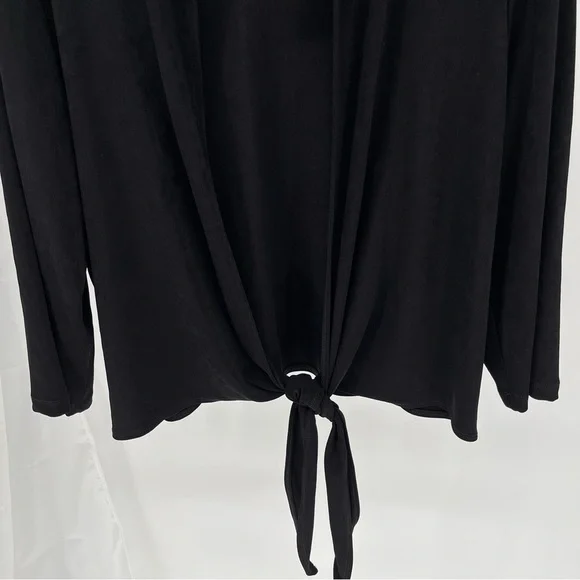 Chico’s Womens NEW Travelers Tie Front Jacket Size XL Black Slinky Knit - Picture 3 of 10